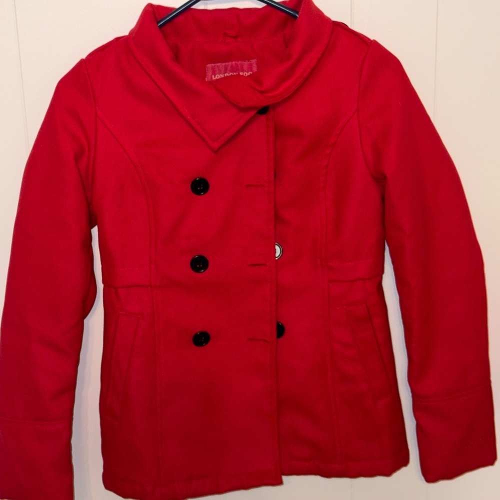 London Fog Vibrant Red Peacoat